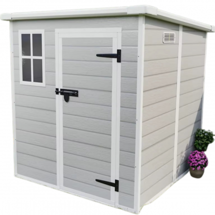 Durable 6x6 FT Waterproof Resin Storage Shed with Floor, Window & Lockable Door - All-Weather