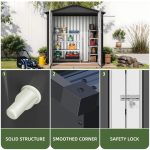 6X4Ft Heavy-Duty Metal Outdoor Storage Shed with Locking Doors & Air Vent – Weather-Resistant Tool Shed for Backyard, Patio