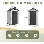 Weatherproof Outdoor Plastic Storage Shed with Floor Air Vents Windows Skylights Lockable Doors Patio 4X4 FT Resin Storage Shed
