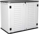 Outdoor Storage Shed Waterproof, Resin Vertical Storage Cabinet Double-Layered, Versatile to Store Patio Furniture, Garden Tools