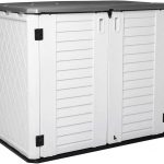 Outdoor Storage Shed Waterproof, Resin Vertical Storage Cabinet Double-Layered, Versatile to Store Patio Furniture, Garden Tools