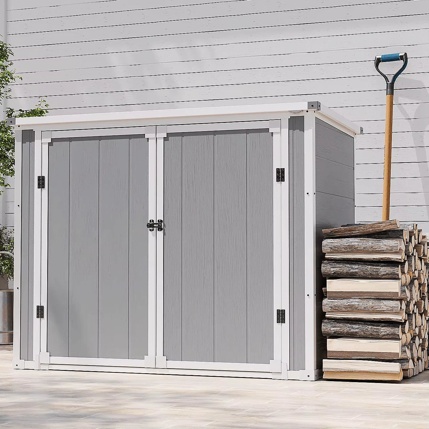 306GAL Outdoor Storage Box, 1170L Patio Deck Box and Resin Shed, Waterproof Storage Cabinet for Tool Garbage Cans, 3 Doors