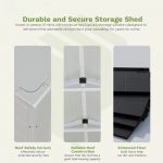 6 X 8 FT Plastic Outdoor Storage Shed with Floor,With Two Windows and Lockable Door for Garden, Resin outside Tool Shed