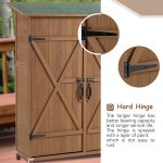56"L X 19.5"W X 64"H Outdoor Storage Shed with Lockable Door, Wooden Tool Storage Shed W/Detachable Shelves & Pitch Roof