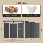 Modern 7.4X5.3Ft Storage Shed with Metal Frame and Sliding Door for Outdoor, Garden & Backyard