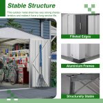 10X8 FT Outdoor Storage Shed, All Weather Metal Sheds with Lockable Doors, Tool Shed for Garden, Patio, Backyard, White
