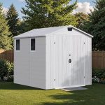 Spacious 6x8 FT All-Weather Plastic Outdoor Storage Shed with Floor, Windows & Lockable Door