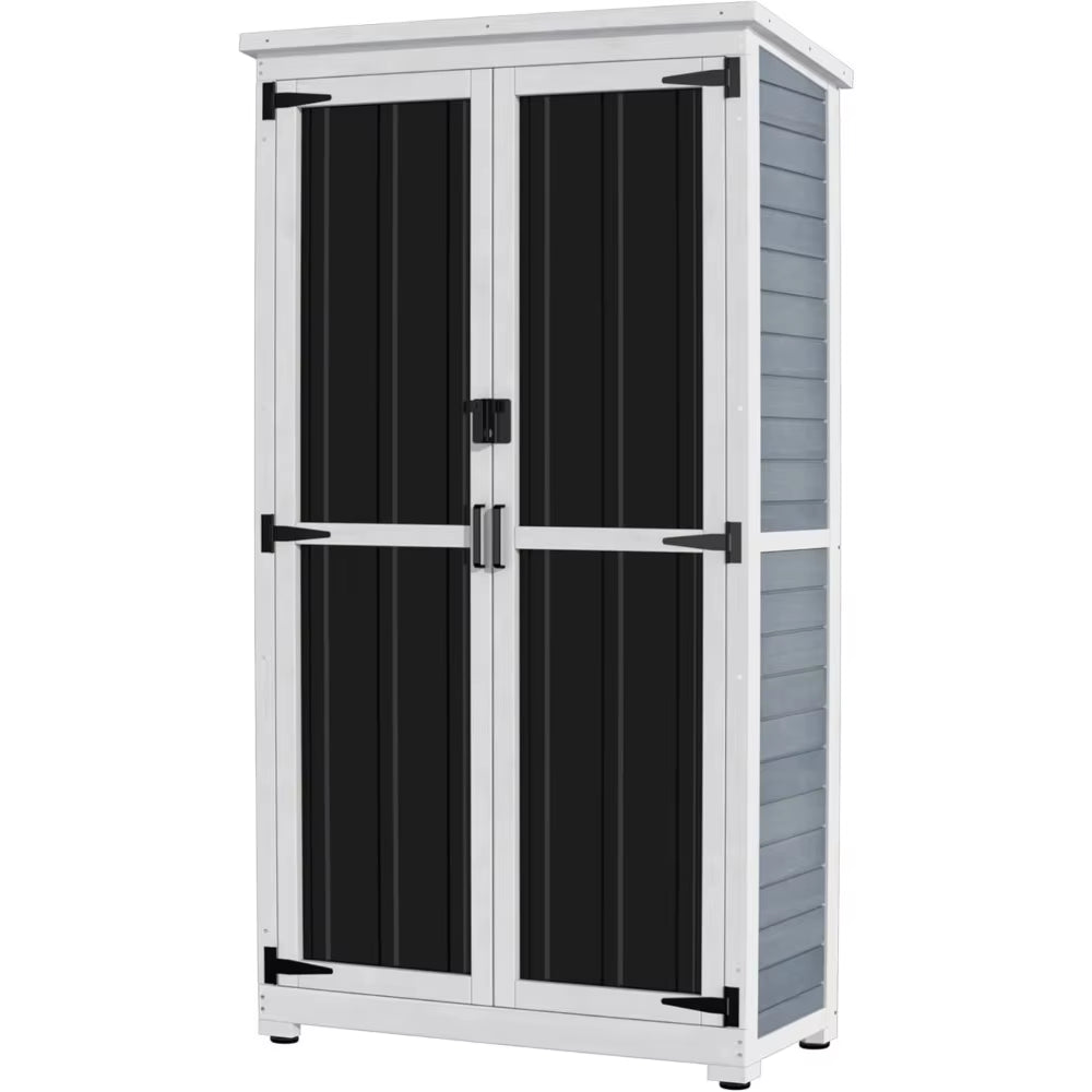 fbd54c313ad02c34c8dff8332447418a Outdoor Storage Cabinet Wood & Metal Garden Shed with Waterproof Roof and Sturdy Lockable Doors
