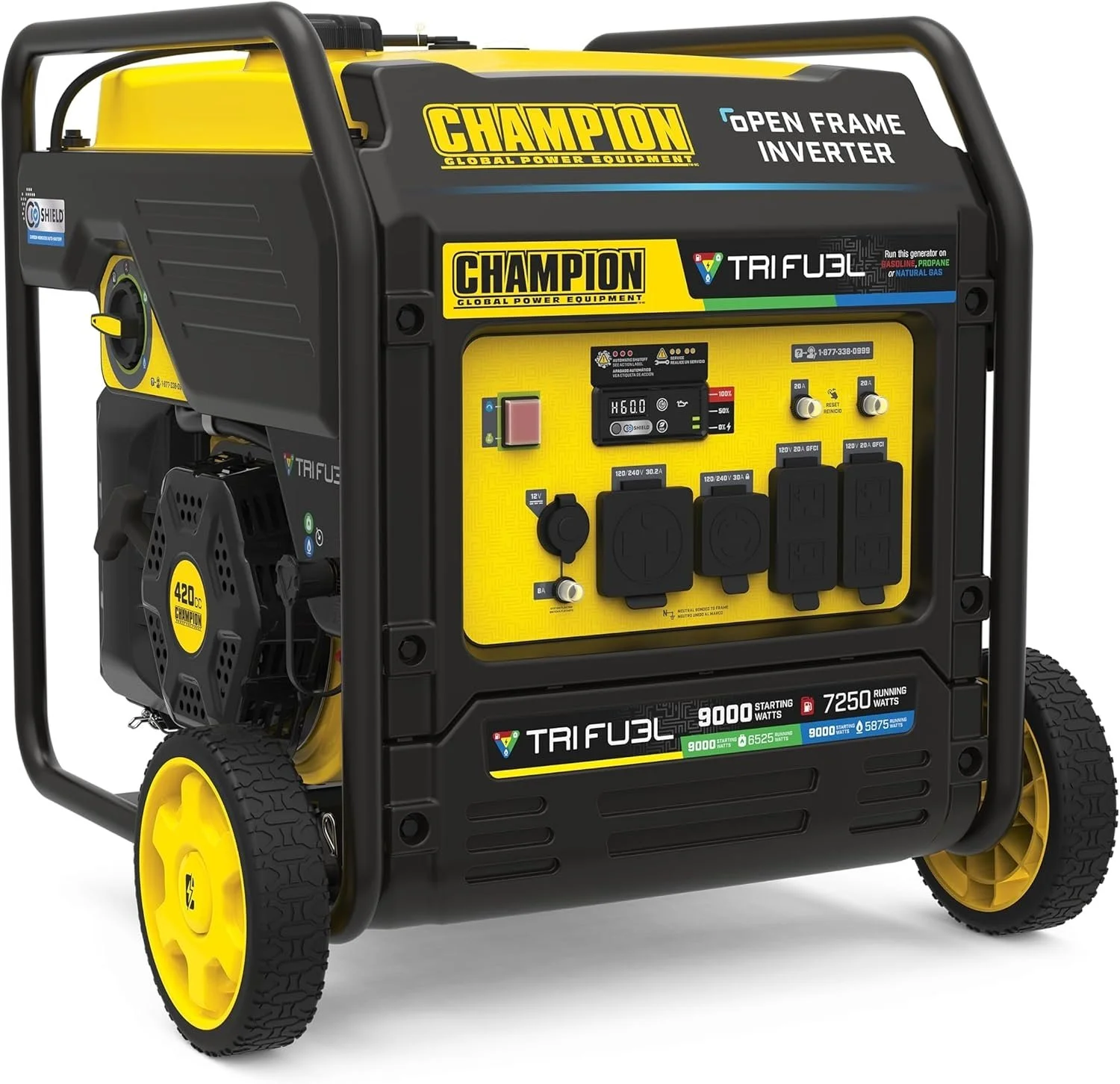 Champion 201176 9000W Tri-Fuel Open Frame Inverter Generators. Champion 201176 9000W Tri-Fuel Open Frame Inverter Generators.