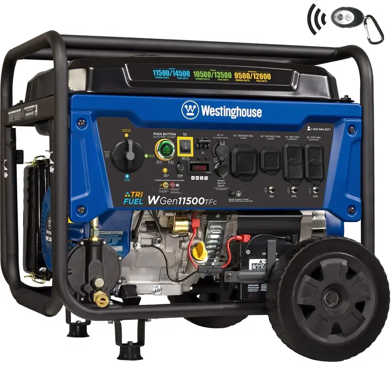 Westinghouse WGen11500TFc 11500-Watt Tri-Fuel Portable Generators. Westinghouse WGen11500TFc 11500-Watt Tri-Fuel Portable Generators.