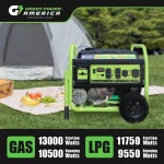 13,000W Dual Fuel Portable Generator, Powered by Gas or Propane, Electric Start, Home Backup & RV Readys.