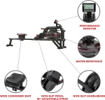 Sunny Health and Fitness Obsidian Surge Water Rowing Machines.