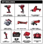 Milwaukee M18 Cordless Combo Kit (7-Tool) with Two 3.0 Ah Batteries, Charger and Tool Bag