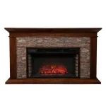 Unbranded Null Ithaca 60 In. W Simulated Stone Electrics Fireplaces