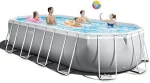 INTEX 26797EH Prism Frame Premium Oval Above Ground Swimming Pool Set: 20ft x 10ft x 48in – Includes 1500 GPH Cartridge Filter Pump – Removable Ladder – Pool Cover – Ground Cloths