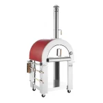 Empava PG06 Outdoor Woods Fired Pizza Ovens Stainless Steel Red with Wheel and Accessories
