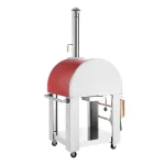 Empava PG06 Outdoor Woods Fired Pizza Ovens Stainless Steel Red with Wheel and Accessories