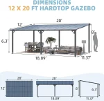 Aecojoy 20’x12′ Wall Mounteds Gazebos Pergola