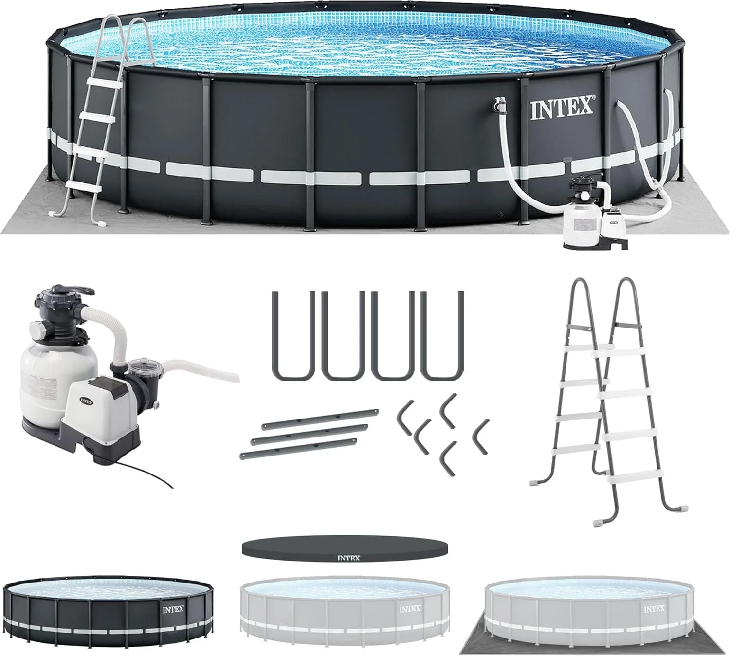 INTEX Ultra XTR Frame Round Above Ground Swimming Pool Set with Pumps INTEX Ultra XTR Frame Round Above Ground Swimming Pool Set with Pumps