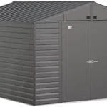 Arrow Select 10′ x 12′ Outdoor Lockable Steel Storage Shed Building, Charcoals