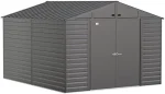 Arrow Select 10′ x 12′ Outdoor Lockable Steel Storage Shed Building, Charcoals