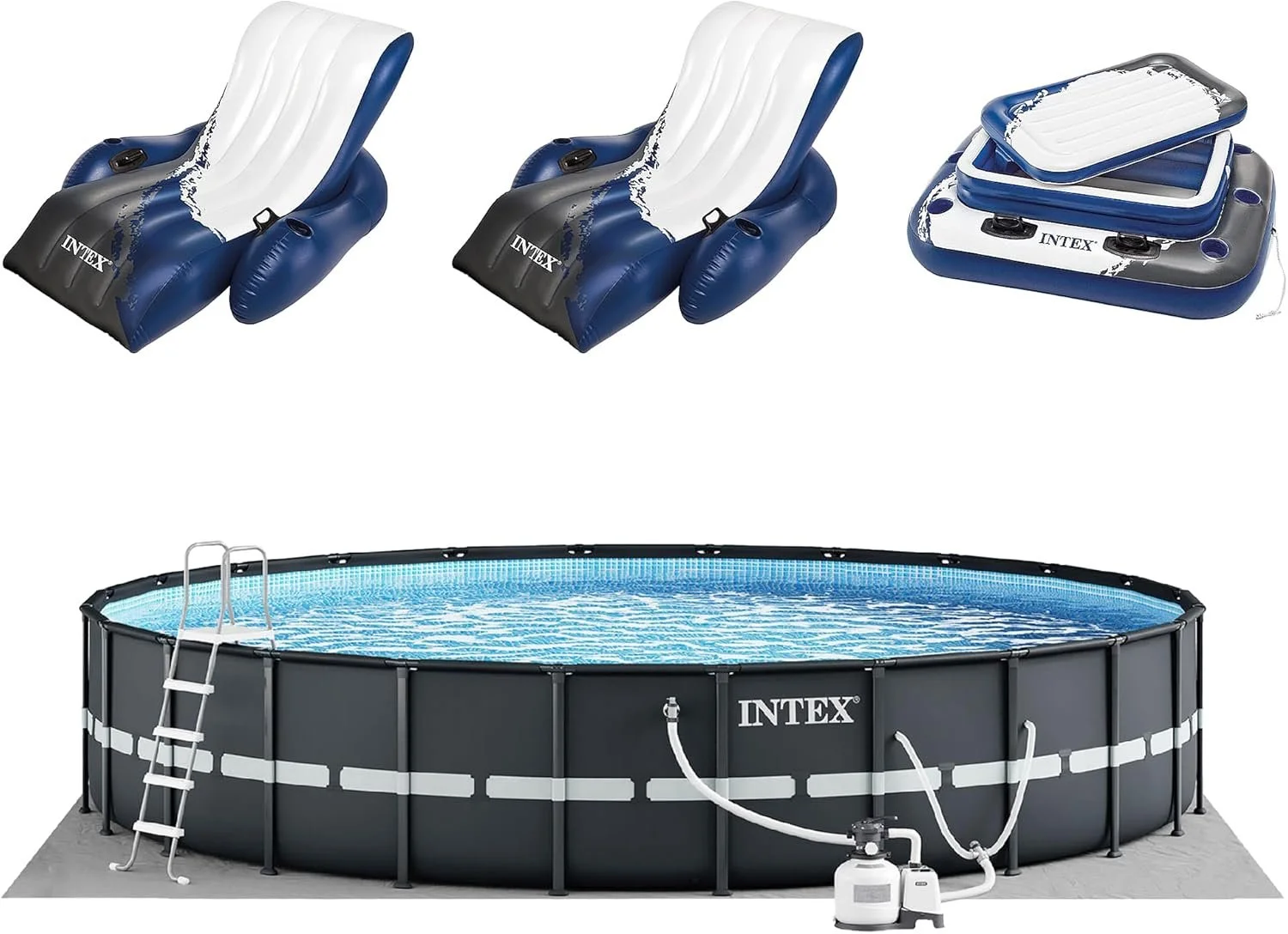 Intex Ultra XTR Round Frame Pool with Pumps, Cooler, and Floats (2 Packs) Intex Ultra XTR Round Frame Pool with Pumps, Cooler, and Floats (2 Packs)