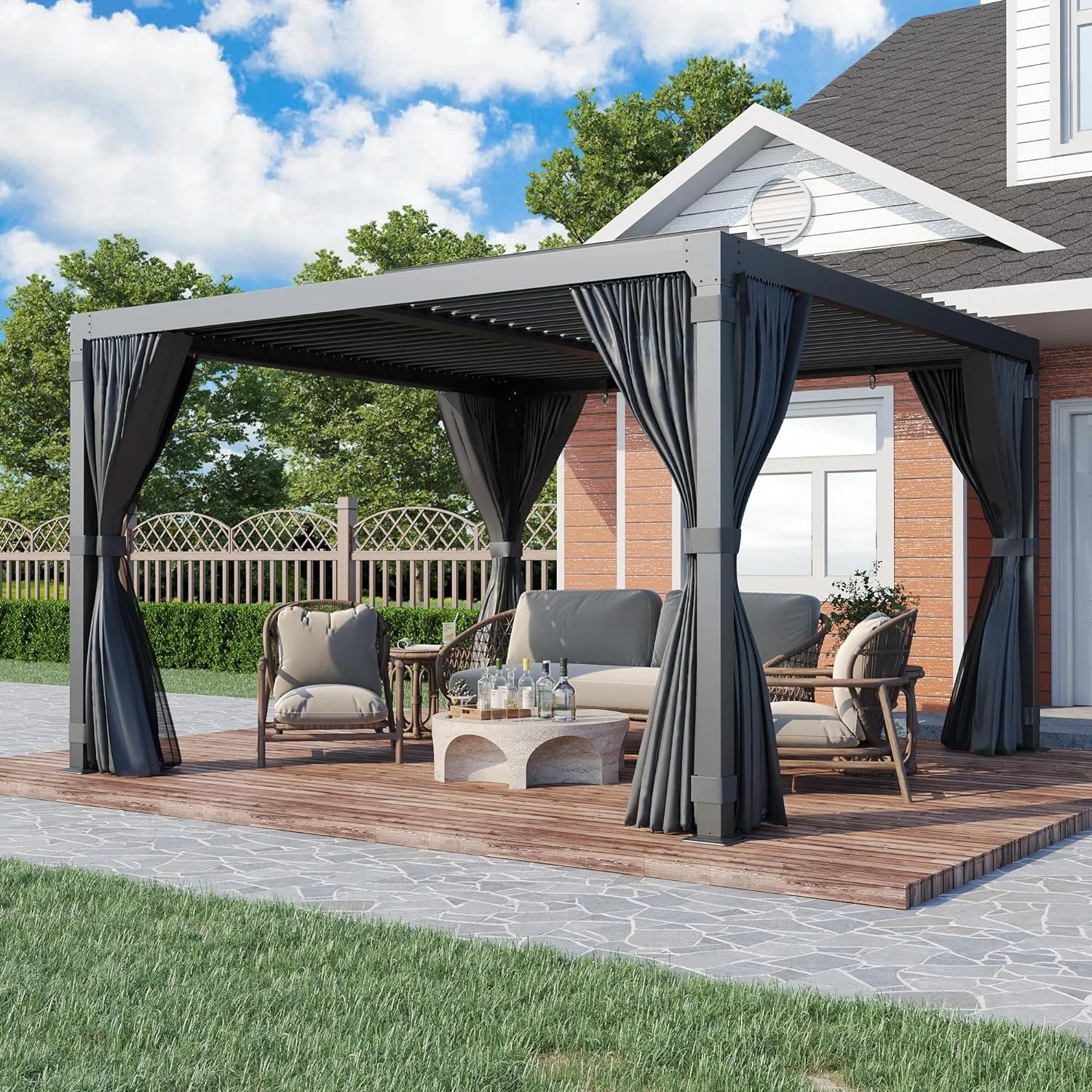 EROMMY 10 ft. W x 10 ft. D Outdoor Louvereds Pergola EROMMY 10 ft. W x 10 ft. D Outdoor Louvereds Pergola