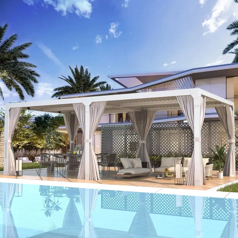 EROMMY 12’x24′ Outdoor Louvered Pergola Gazebos EROMMY 12’x24′ Outdoor Louvered Pergola Gazebos