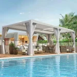 Erommy Outdoor Louvered Pergola Gazebo with Adjustable Aluminum Rainproof Roofs