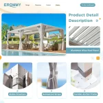 Erommy Outdoor Louvered Pergola Gazebo with Adjustable Aluminum Rainproof Roofs